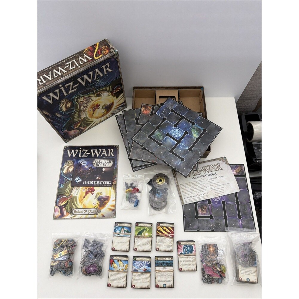 WIZ WAR Board Game, 8th Edition+Malefic Curses Expansion Complete